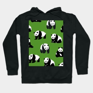 Panda Poses on Green Hoodie